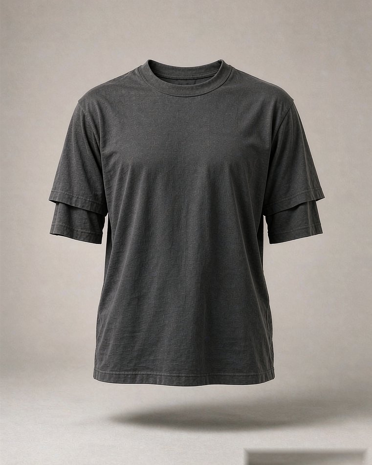 Double Sleeve Tee in Charcoal