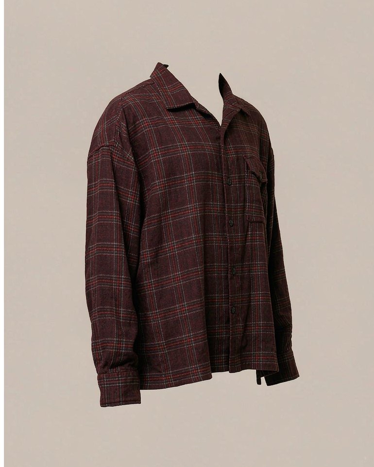 Flannel Overshirt in Burgundy Check