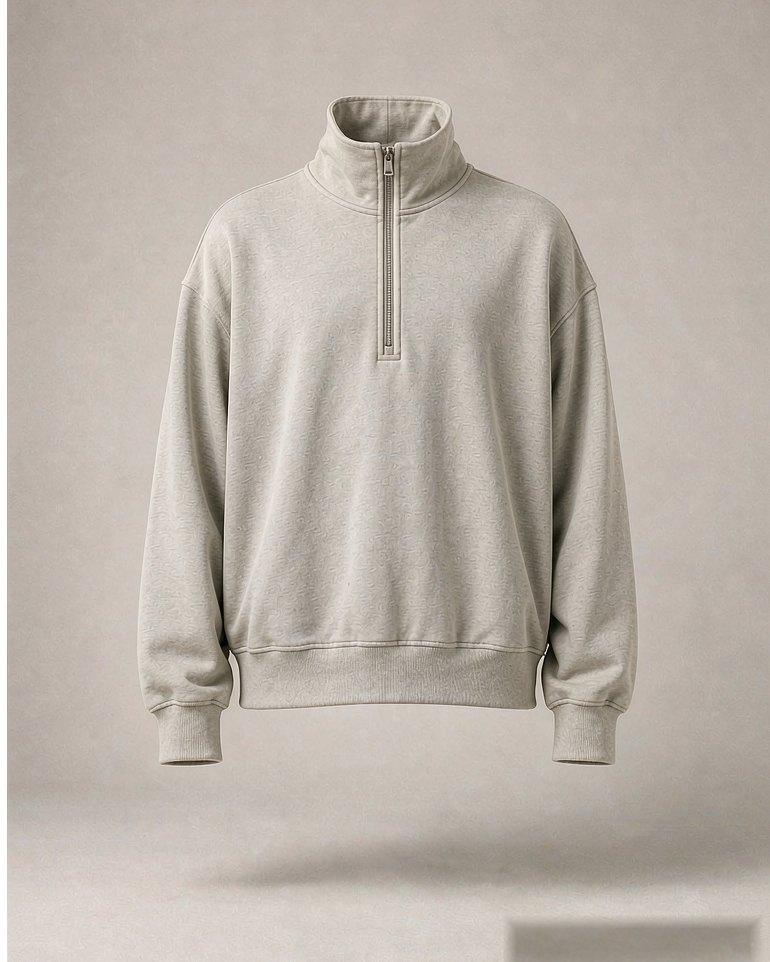 Half-Zip Sweat in Stone