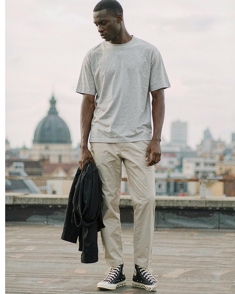 High-Top Sneaker in Black Canvas worn by a model