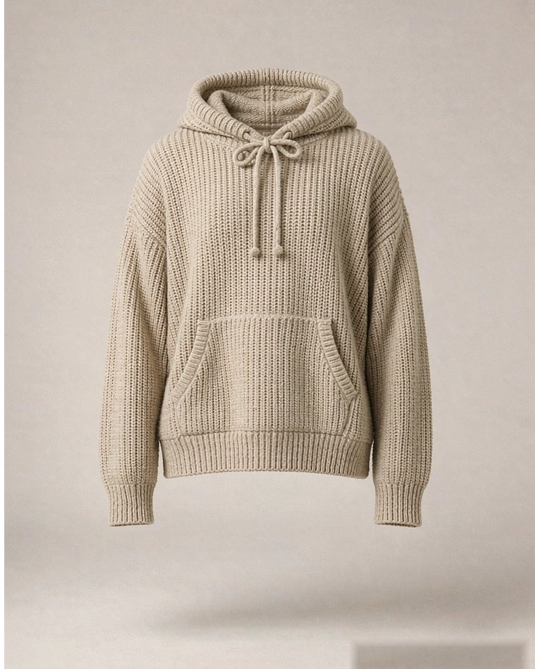 Knit Hoodie in Oatmeal Knit