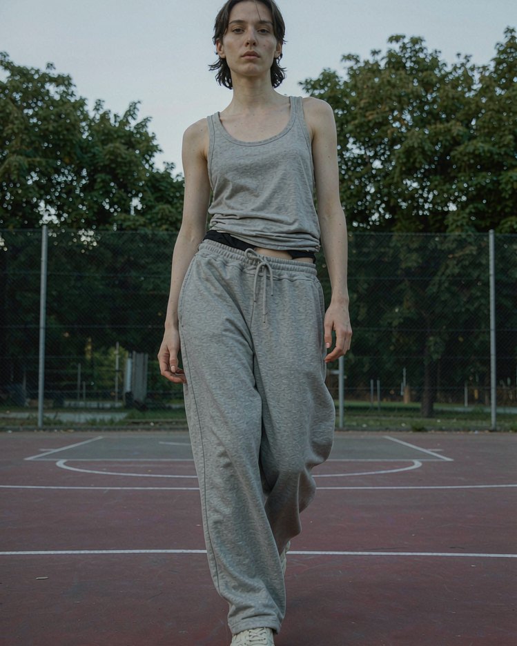 Relaxed Sweatpant in Heather Grey worn by a model