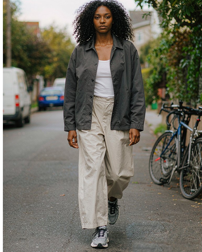 Runner Sneaker in Grey Mesh worn by a model
