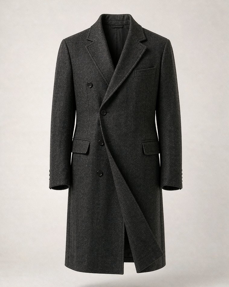 Split Overcoat in Charcoal Wool